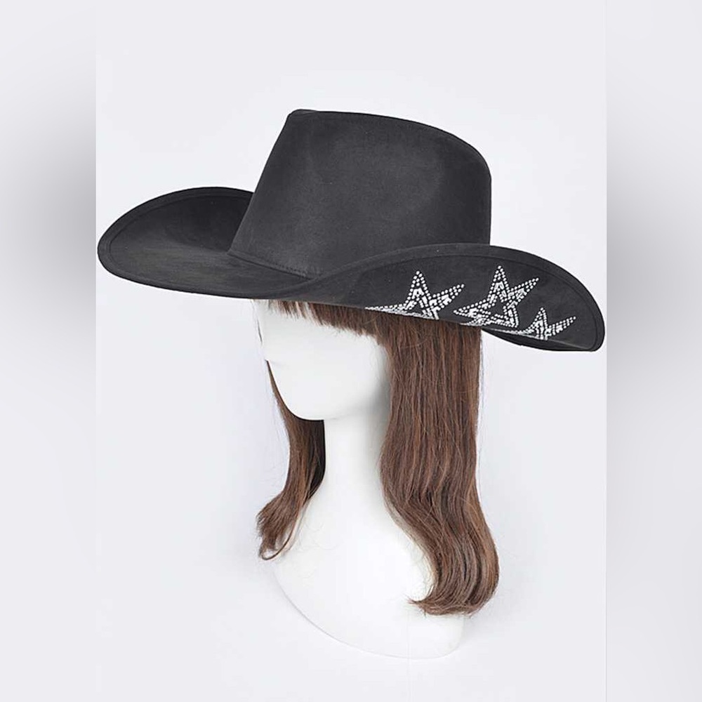Studded Star Vegan Suede Fedora Hat